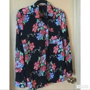 Long sleeve button down floral blouse